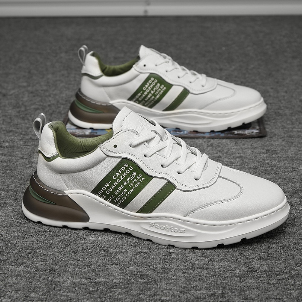 Men's Leather White New Autumn Casual Trend Sports Shoes